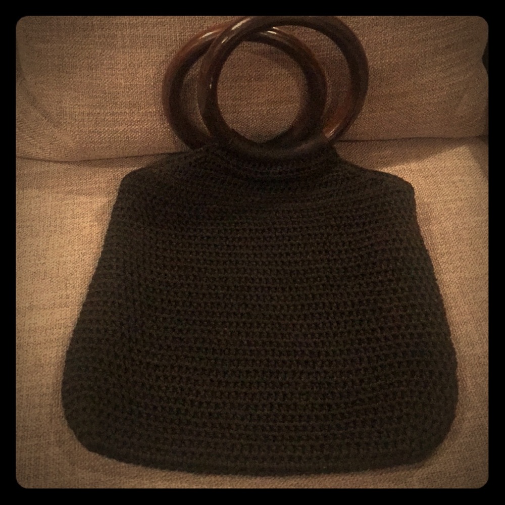 Vintage round handle black bag